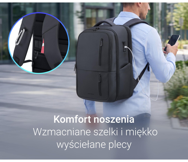 Silver Monkey Plecak na laptopa Smart TripPack XL 17" - 1507711 - zdjęcie 5